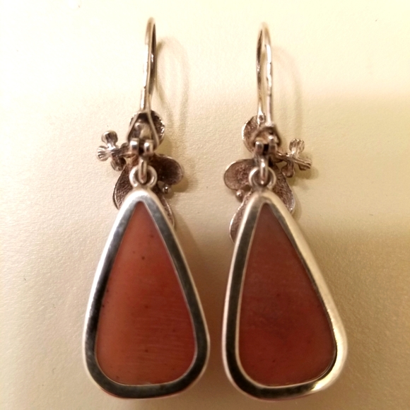 🔻REDUCED❣ RARE Real Large Agate Gemstone silver earrings. Secire lever back❤❣🎀 - Picture 3 of 10